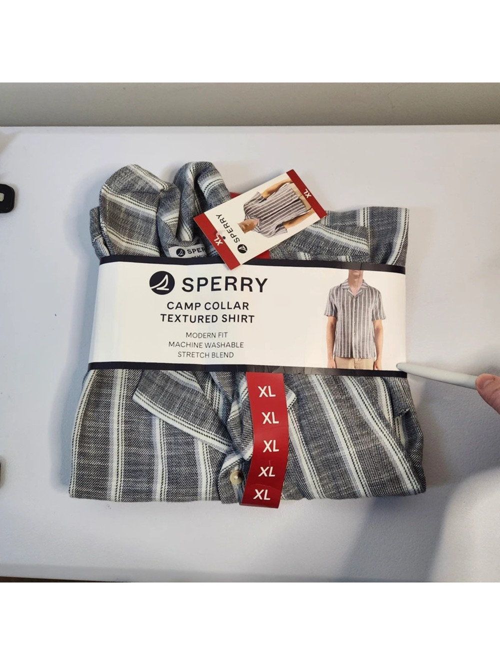 Sperry Camp Collar Textured Shirt Grey XL